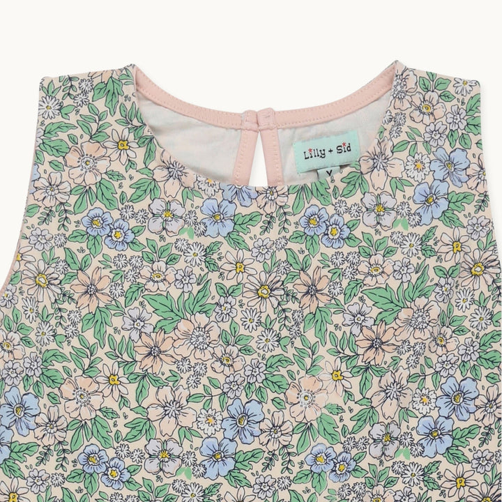 organic cotton floral print and ruffle  sleeveless playsuit - image 2
