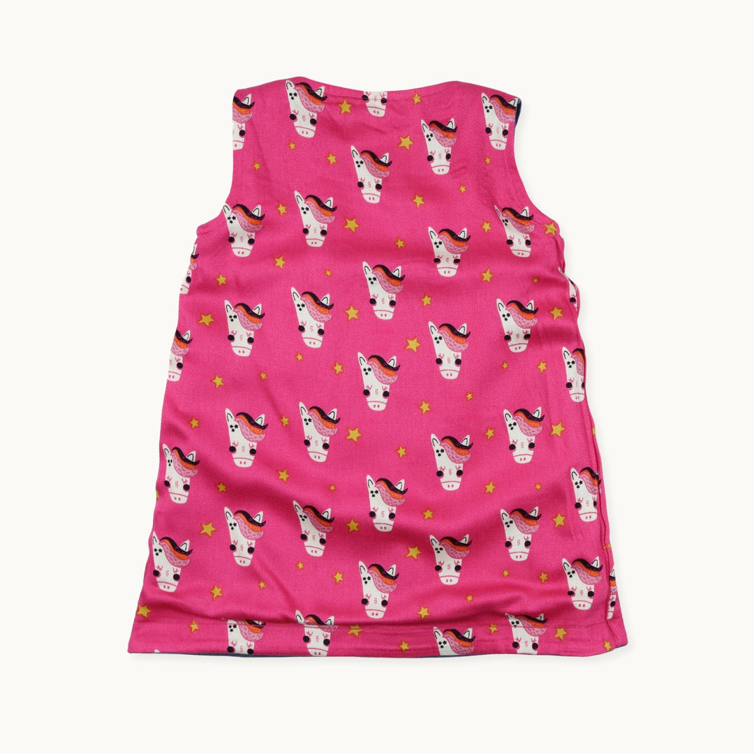 sustainable baby Horse Reversible Pinafore Dress - back