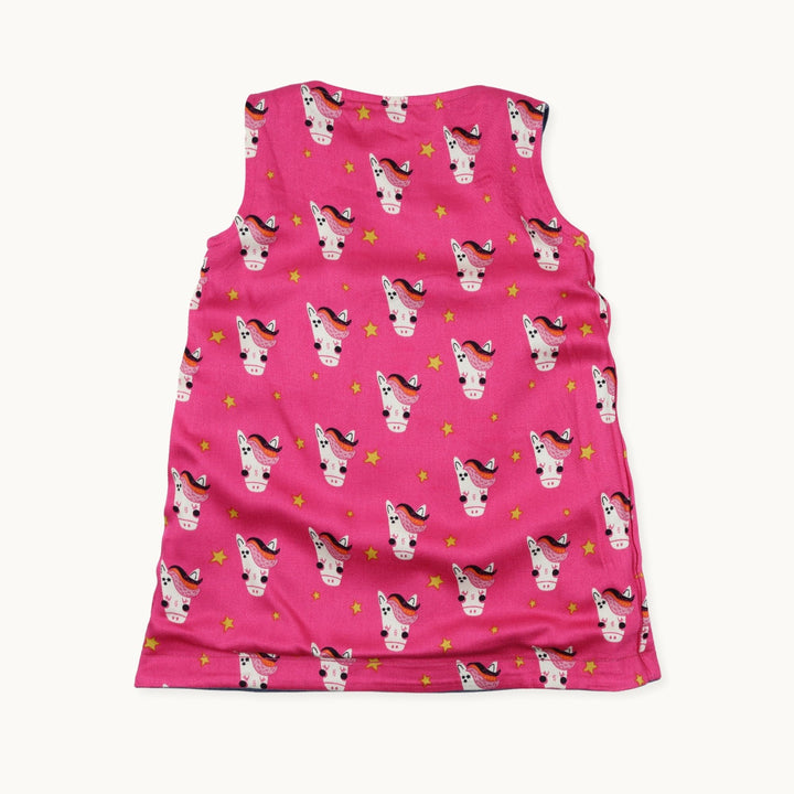 sustainable baby Horse Reversible Pinafore Dress - back