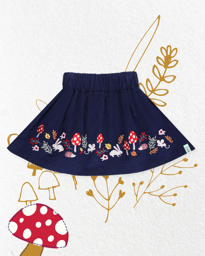 sustainable kids Embroidered Border Woodland Skirt