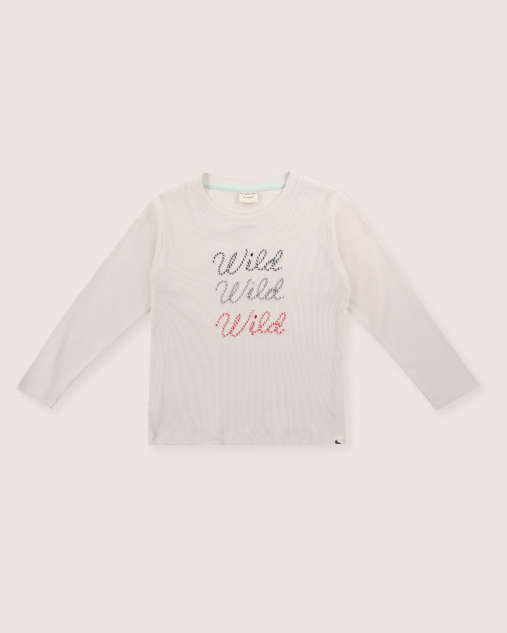 White Wild Solgan Print Top