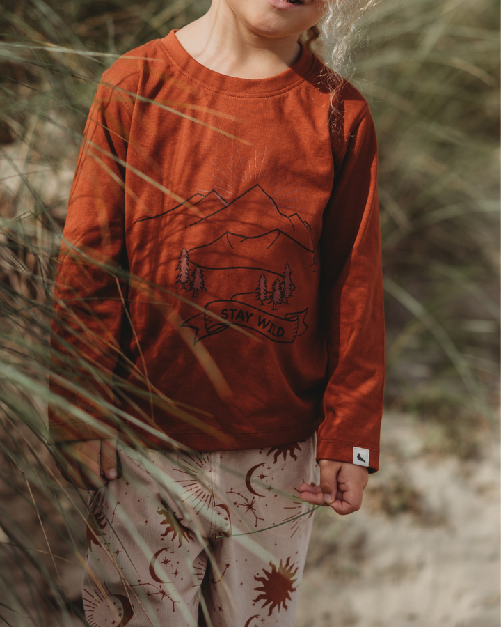 Red Stay Wild Slogan Print Top