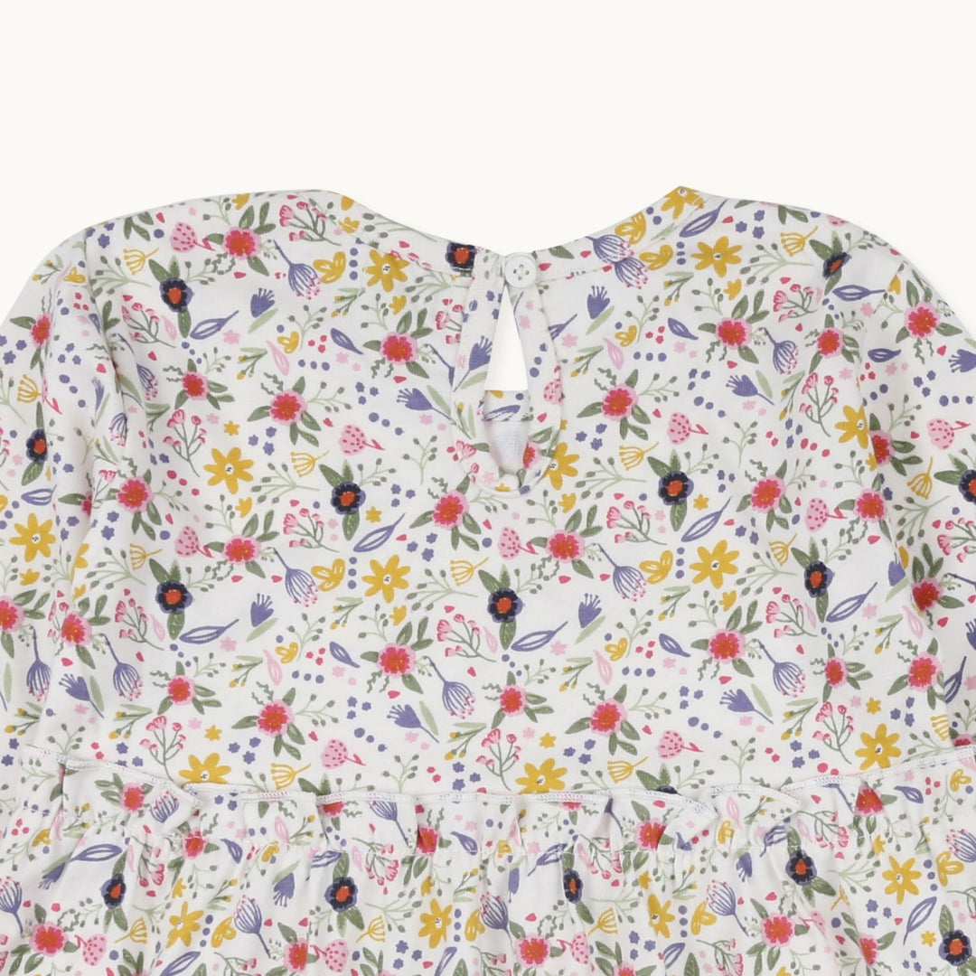 organic cotton kids Floral Print Tiered Dress - close up