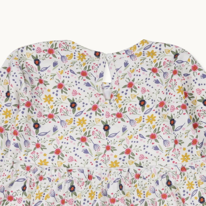 organic cotton kids Floral Print Tiered Dress - close up