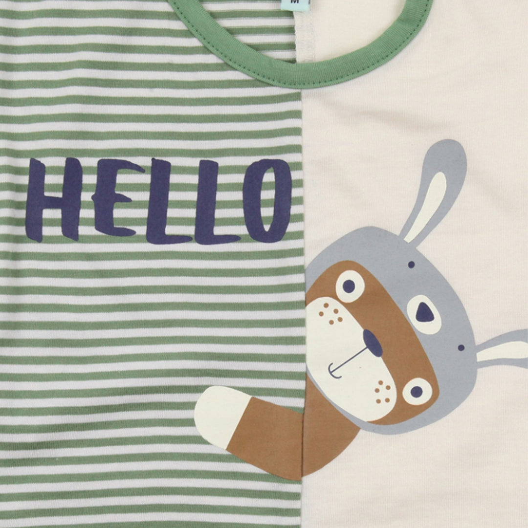 sustainable Hello Sid Print short sleeve Top close up