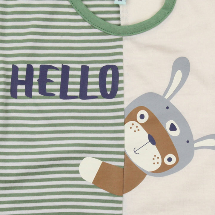 sustainable Hello Sid Print short sleeve Top close up
