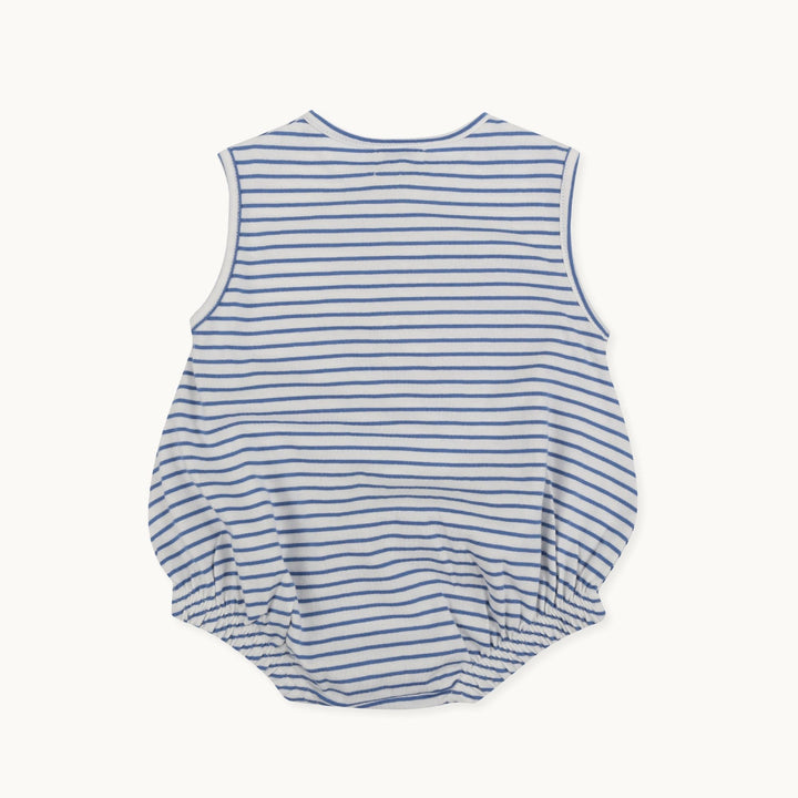 organic cotton blue stripe baby sleeveless Romper - image 4