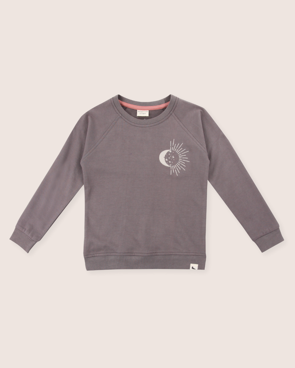 Midnight Grey Moon Motif Print Sweatshirt
