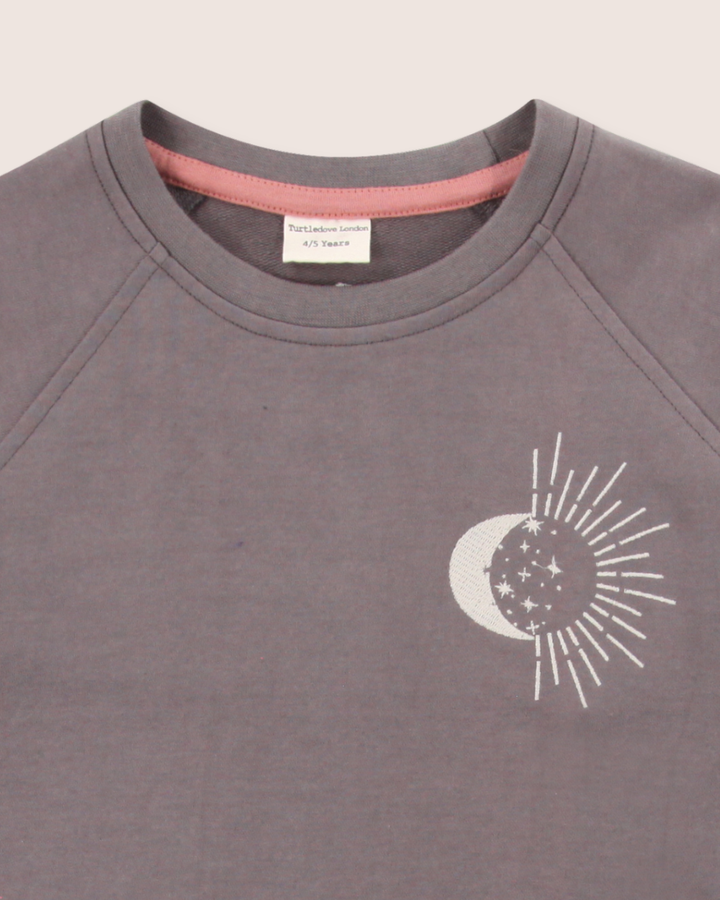 Midnight Grey Moon Motif Print Sweatshirt