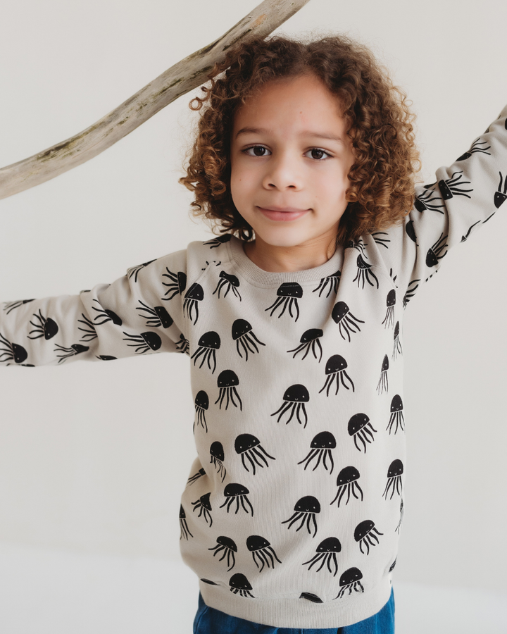 Grey Jellyfish Print Sweatshirt