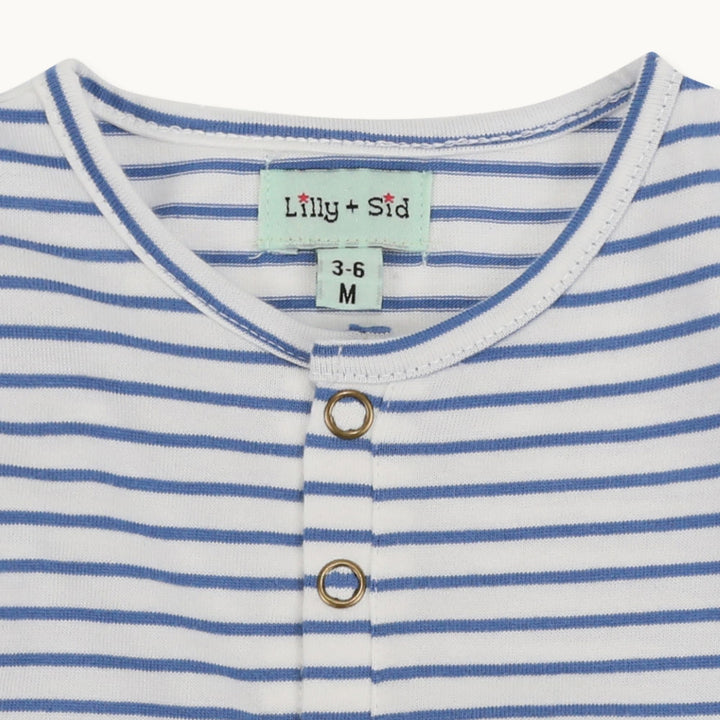 organic cotton blue stripe baby sleeveless Romper - image 2