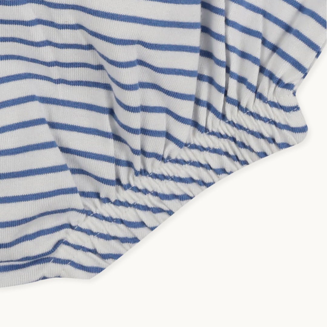 organic cotton blue stripe baby sleeveless Romper - image 3