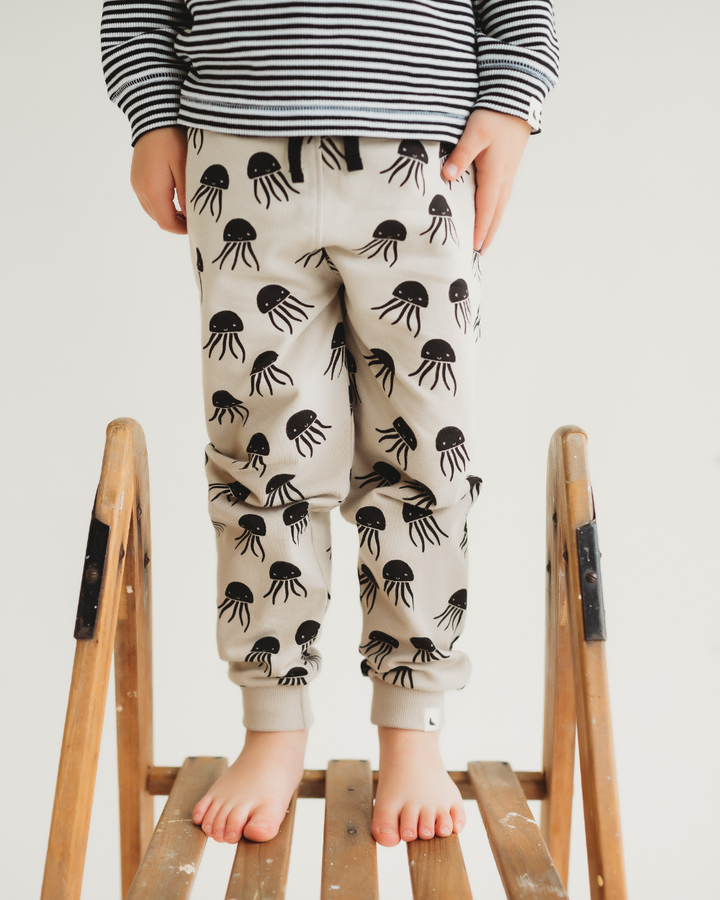 Grey Jellyfish Print Joggers