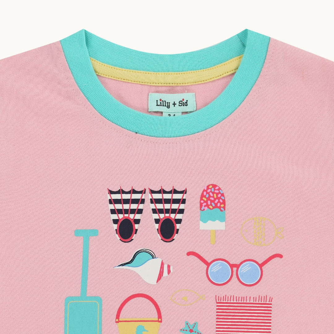 organic cotton Pink Beach Print short sleeve Top - image 2