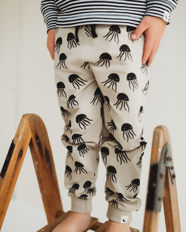 Grey Jellyfish Print Joggers