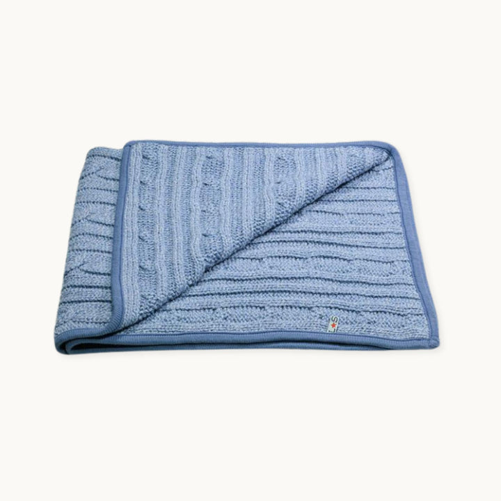 Cable Knit Denim Marl Blanket - Image 1
