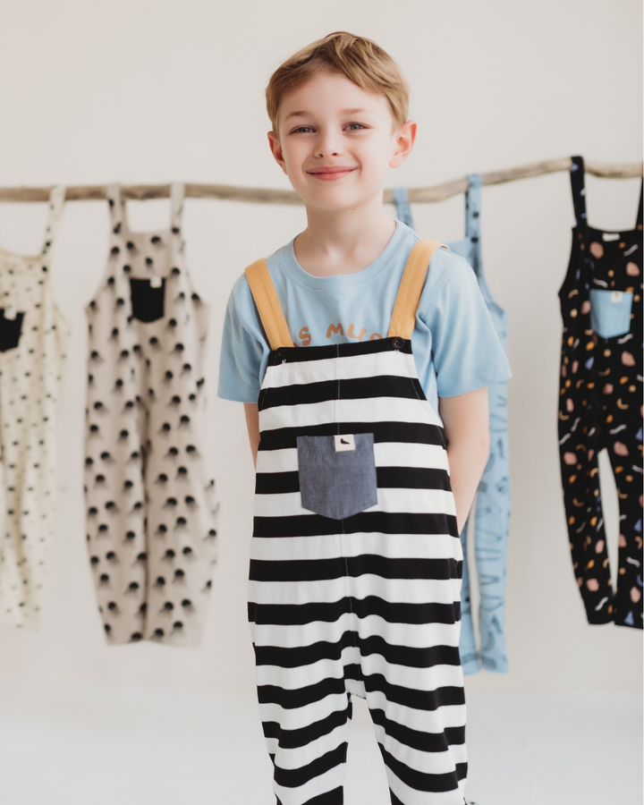 Multicolour Wide Stripe Print Dungarees
