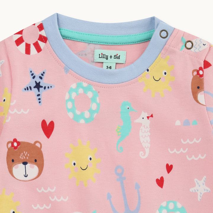 organic cotton Pink Lilly And Friends Print Romper - image 2