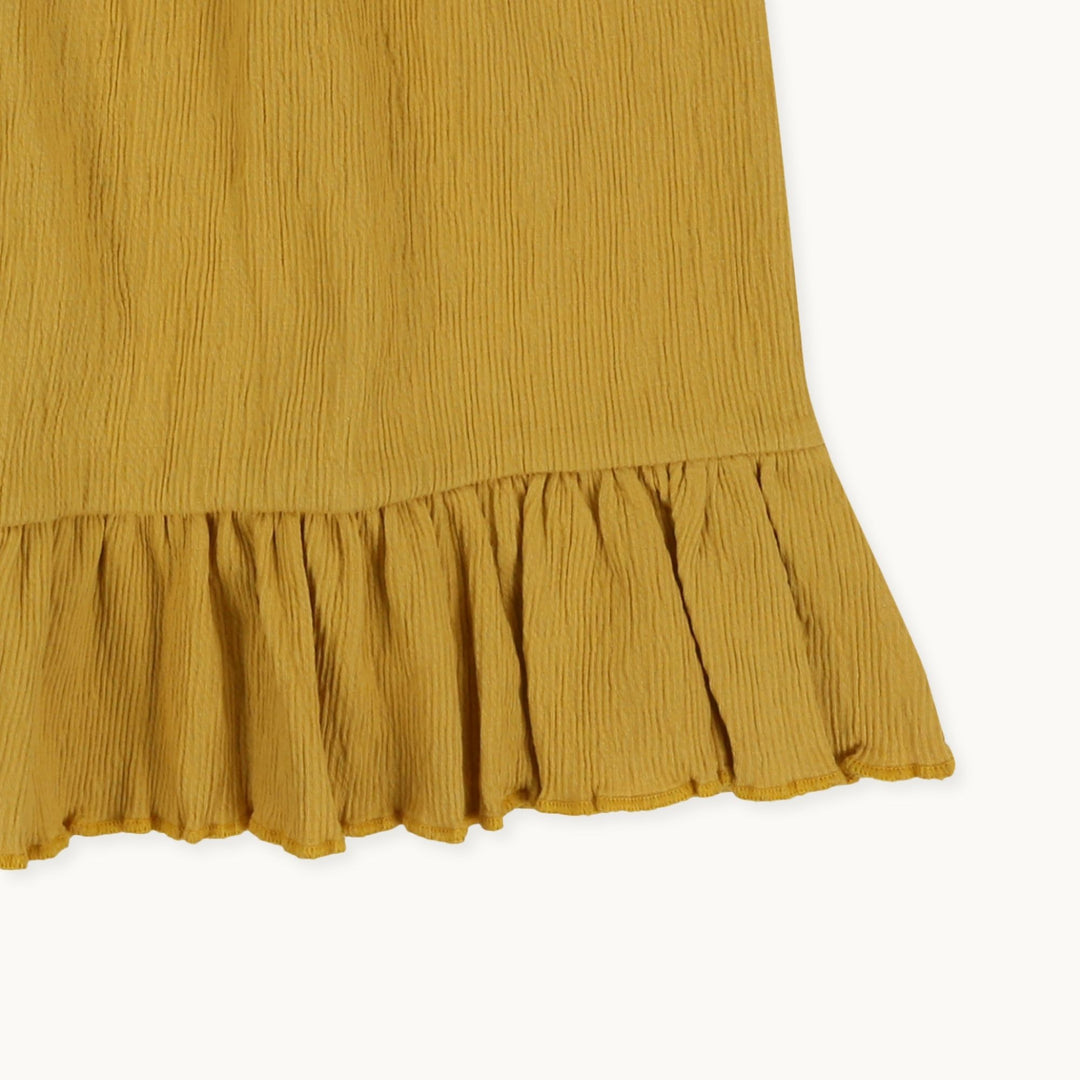 Kids organic cotton frill sleeve dress with flower embroidery - image 3