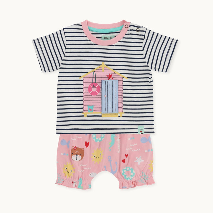 organic cotton Multicoloured Lilly At The Beach Print Top And Short Set - image 1
