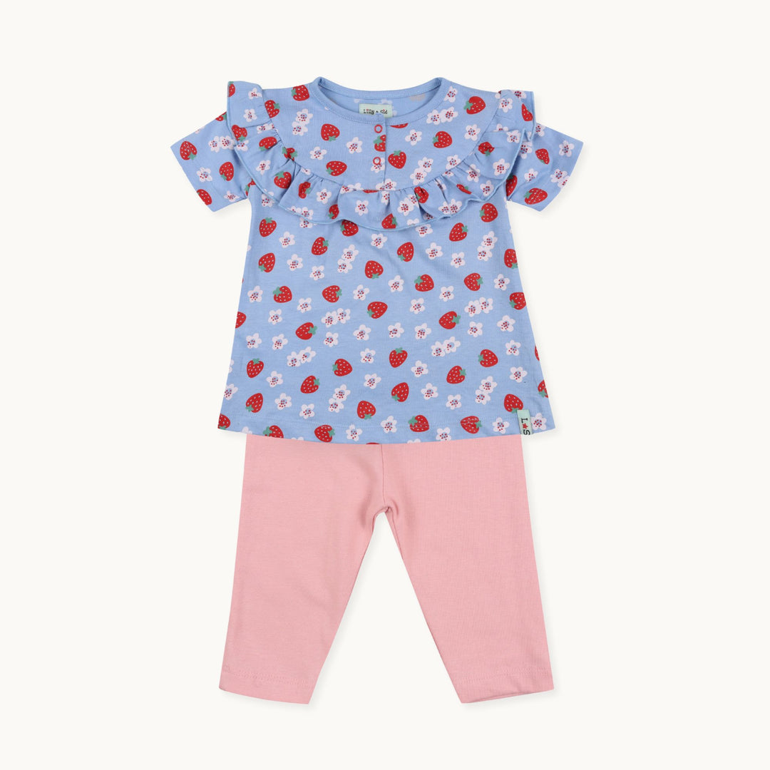 organic cotton Multicoloured Strawberry Print Top And Legging Set- image 1