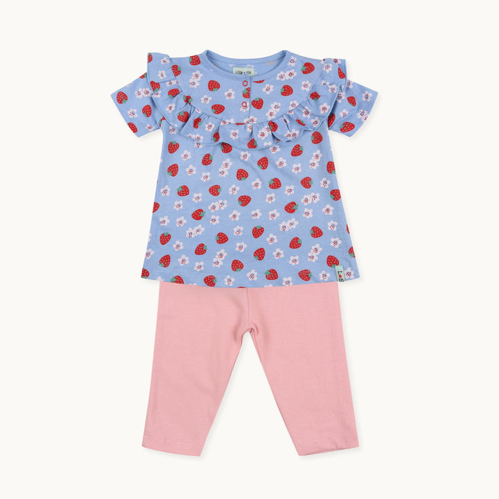 organic cotton Multicoloured Strawberry Print Top And Legging Set- image 1