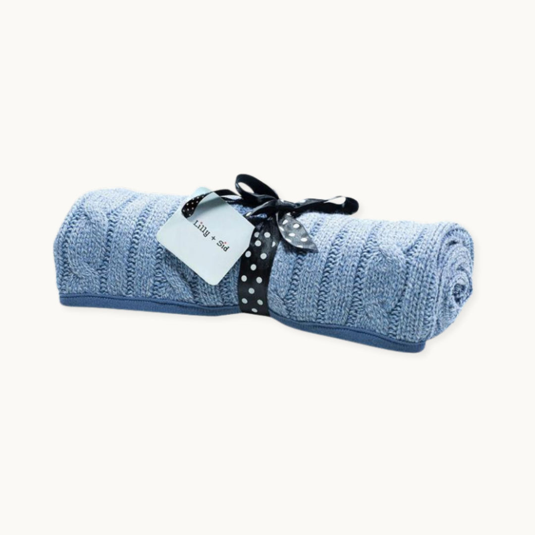 Cable Knit Denim Marl Blanket - Image 2