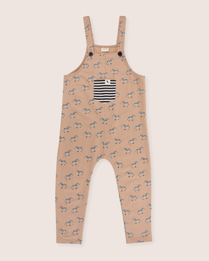 Beige Zebra Print Dungarees