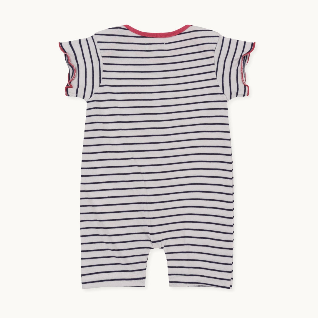 organic cotton bees applique and stripe short sleeve romper - image 4