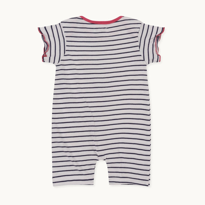 organic cotton bees applique and stripe short sleeve romper - image 4