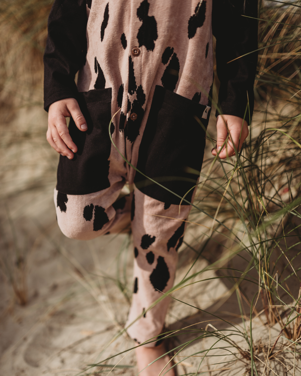 Pink Pony Print Velour Romper