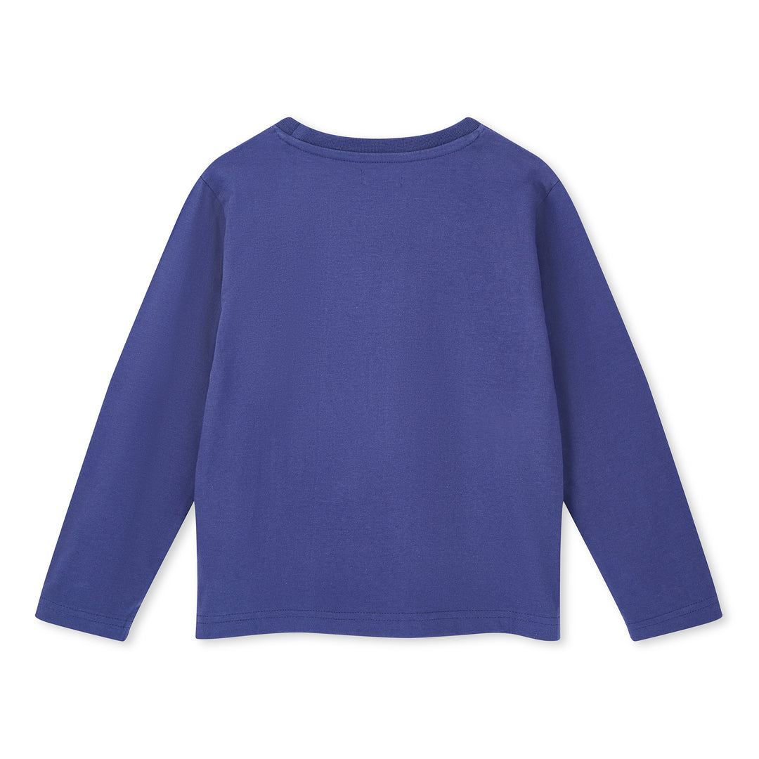 Blue long-sleeve shirt on a white background