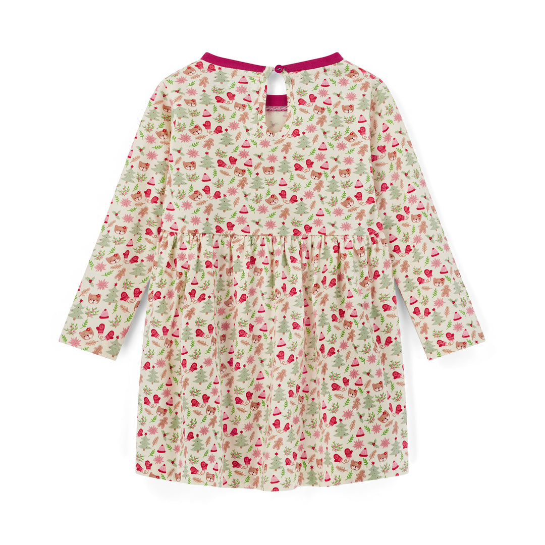 Floral patterned dress with long sleeves on a white background