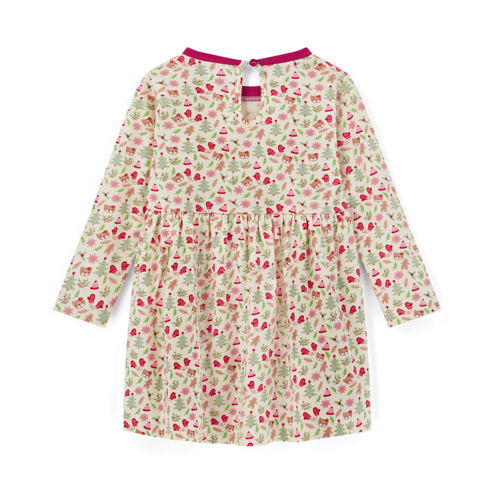 Floral patterned dress with long sleeves on a white background