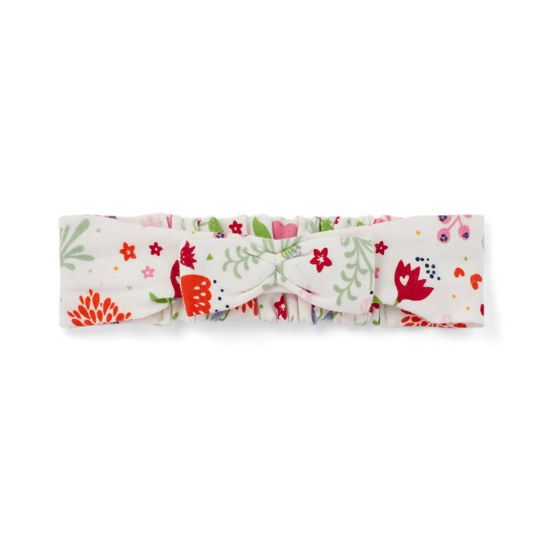 Floral patterned headband on a white background