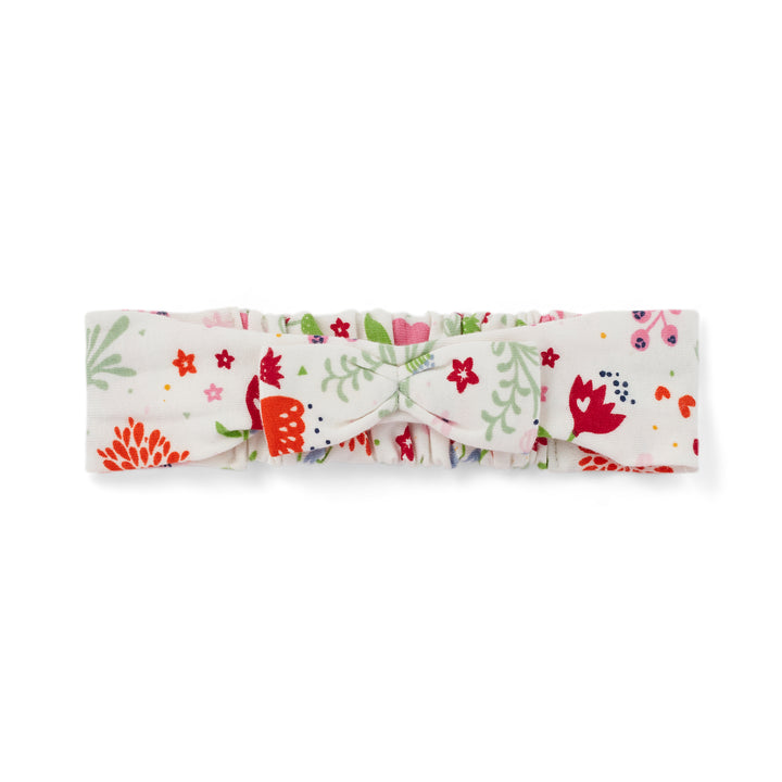 Floral patterned headband on a white background