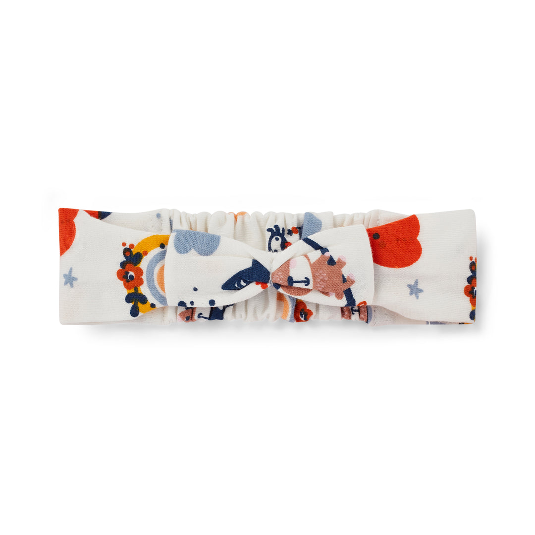 Headband with colorful animal pattern on a white background