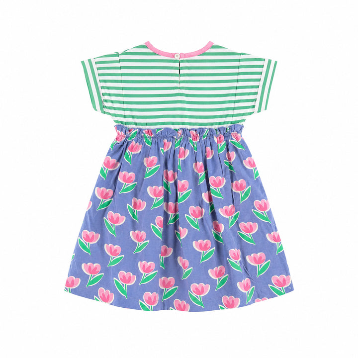 Multicoloured Tulip And Stripe Print Dress