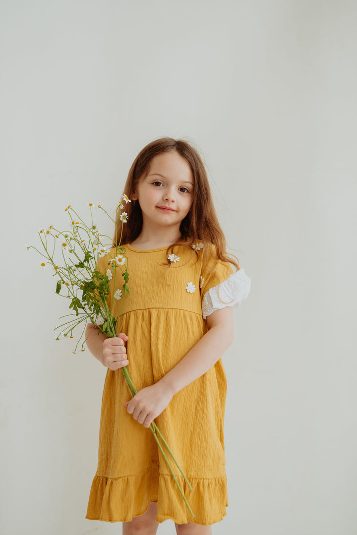 Yellow Floral Applique Dress