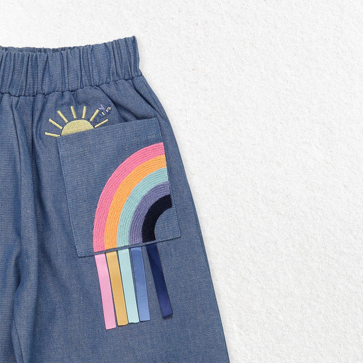 Rainbow Pocket Chambray Cropped Trousers