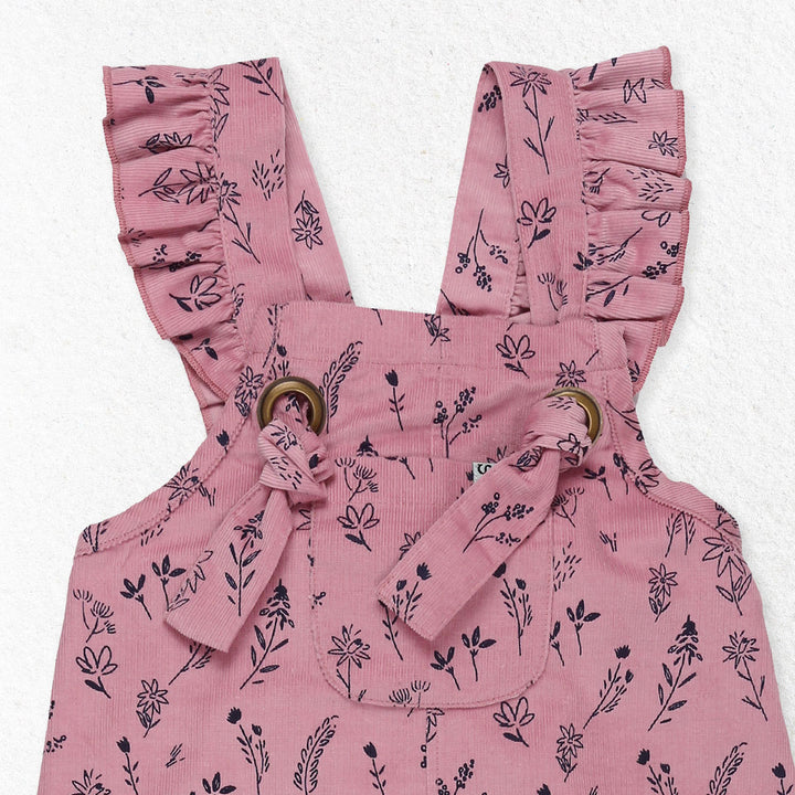 Pink Floral Cord Dungarees