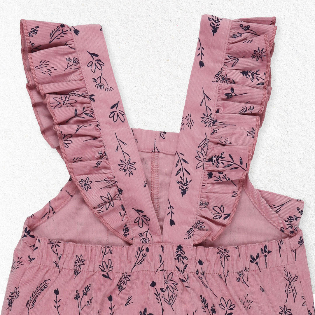 Pink Floral Cord Dungarees
