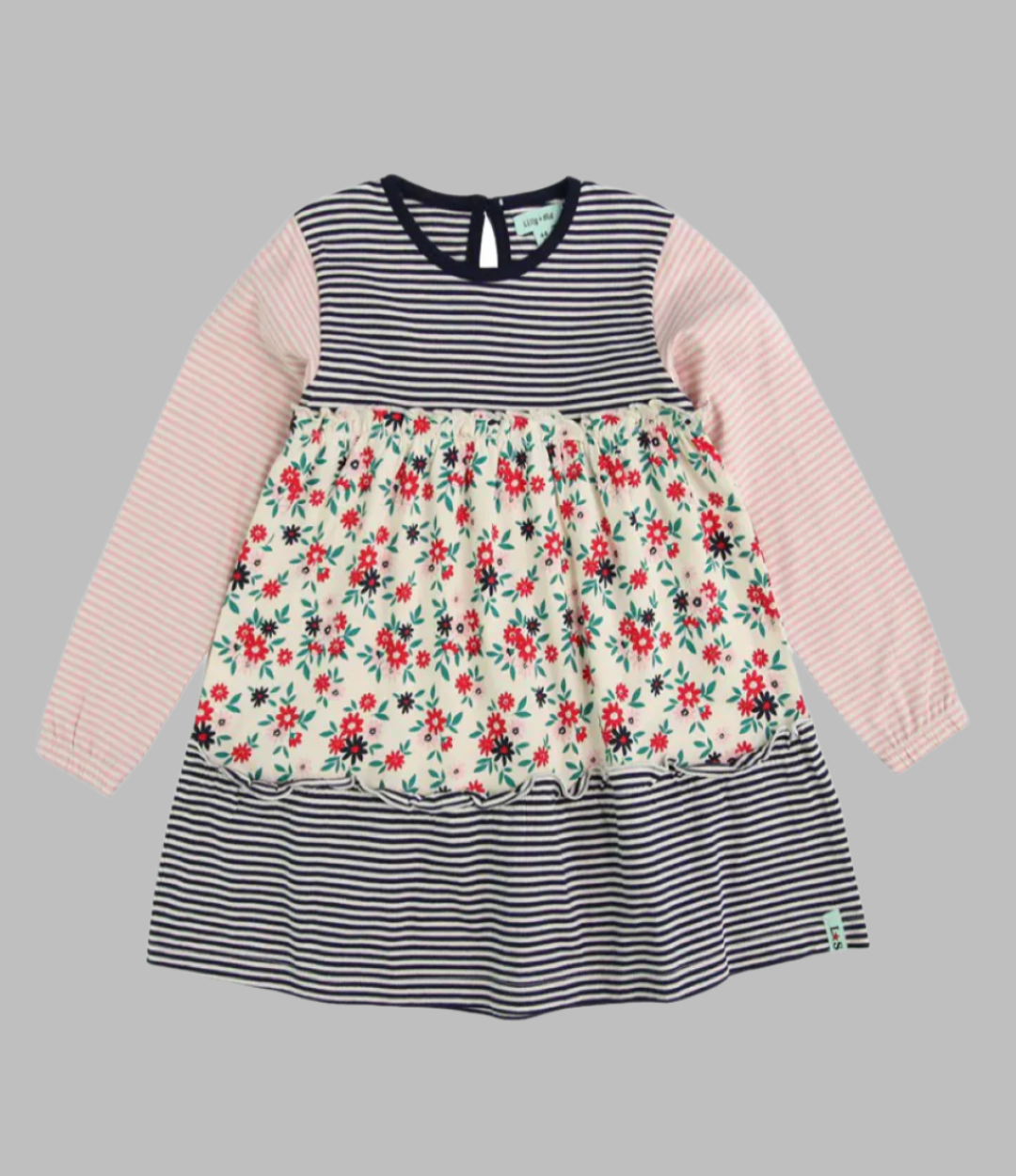 organic cotton kids Festive Floral & Stripe Mix Dress