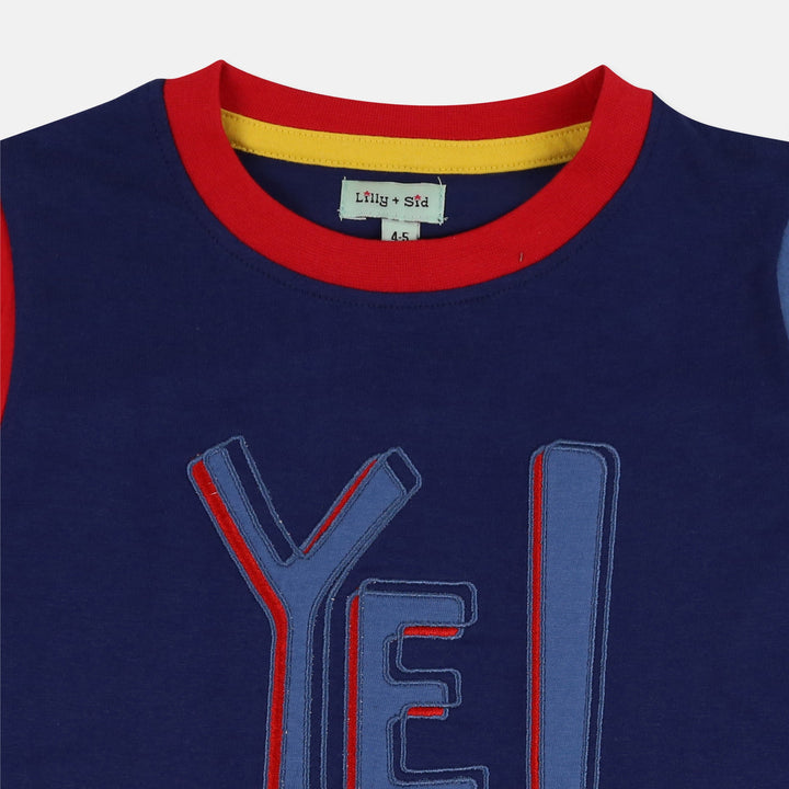 Navy Yeah Slogan Print T-Shirt