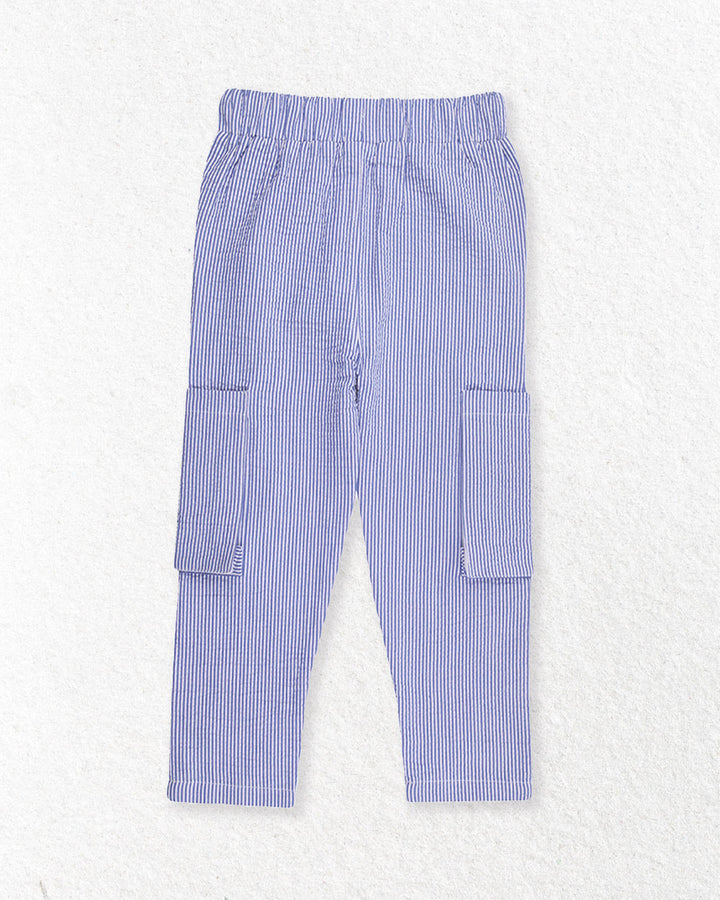 Blue Stripe Woven Cargo Trousers