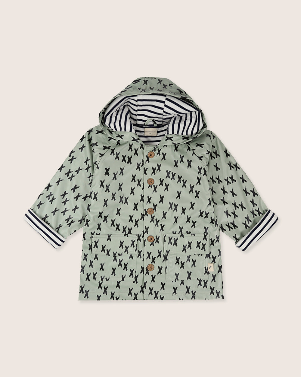 Green Kisses Print Hooded Raincoat