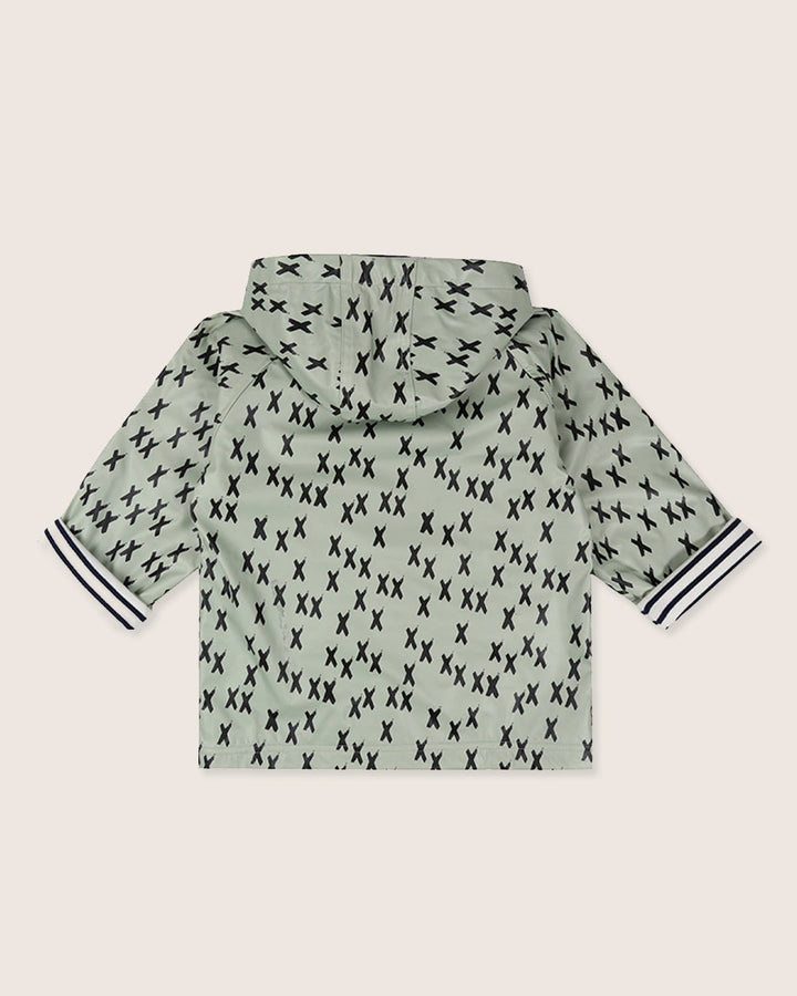 Green Kisses Print Hooded Raincoat