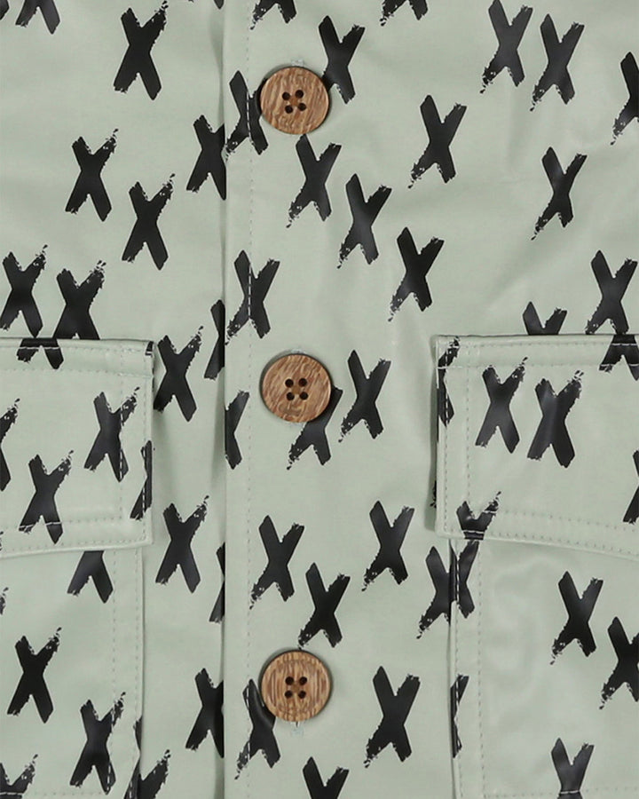 Green Kisses Print Hooded Raincoat
