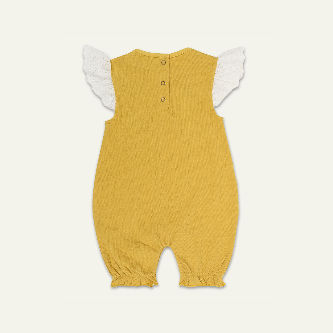Yellow Floral Applique Romper
