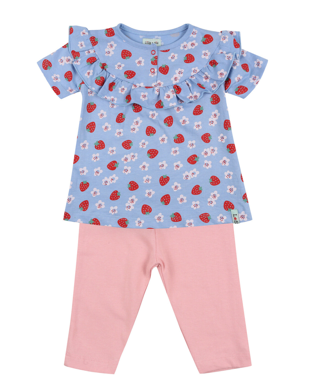 organic cotton Multicoloured Strawberry Print Top And Legging Set- image 1